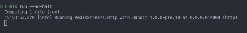 Running RedisStreams.Http with Bandit 1.0.0-pre.10 at 0.0.0.0:4000